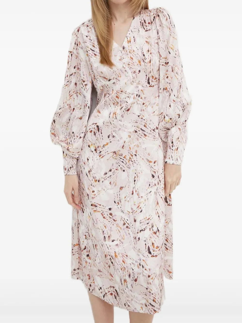 Bruuns Bazaar puff-sleeve marble-print dress | Pink | Image 1