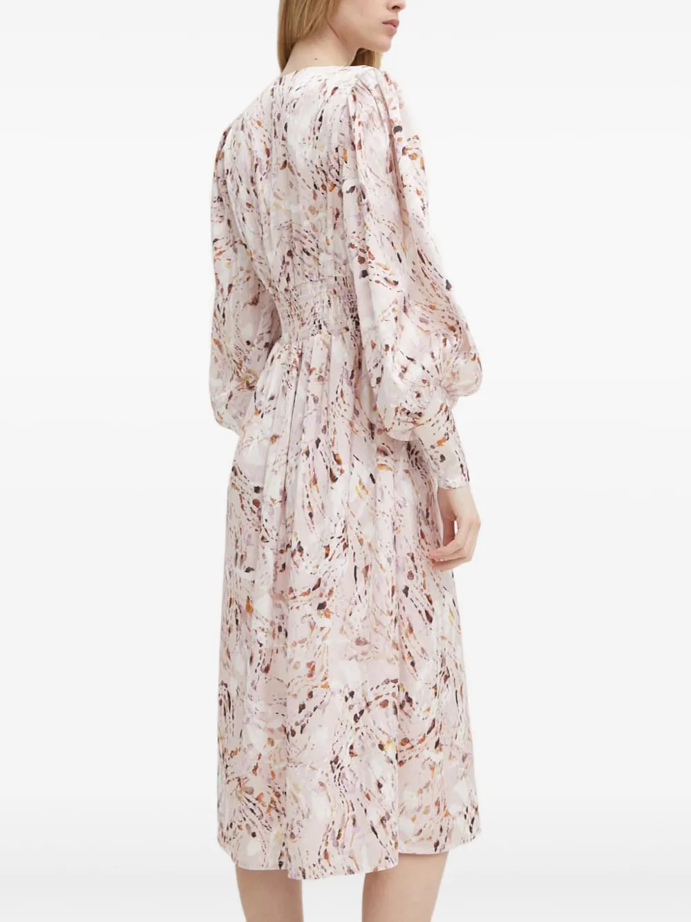  Bruuns Bazaar Puff-sleeve Marble-print Dress - Pink 