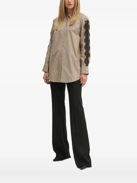 Bruuns Bazaar striped lace-trim shirt