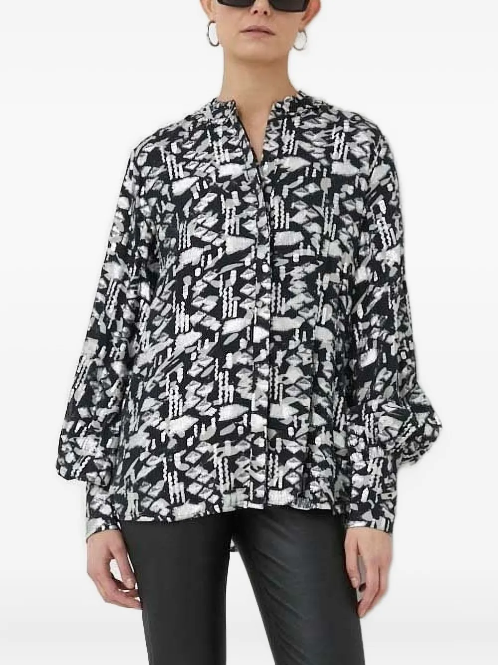 Bruuns Bazaar geometric-print long-sleeved blouse - ホワイト Bruuns Bazaar geometric-print long-sleeved blouse - ホワイト