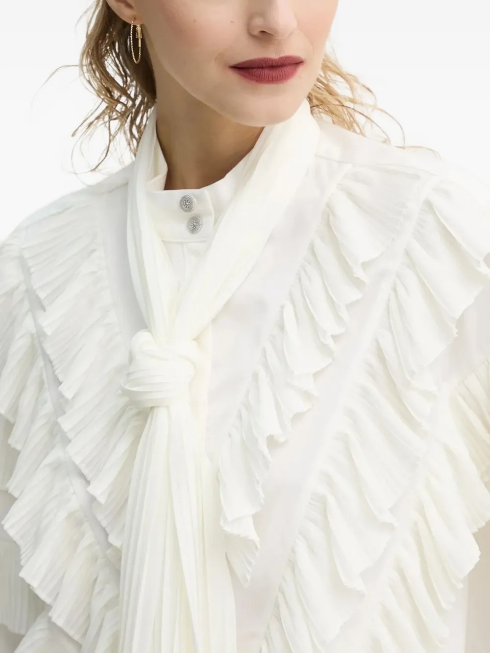 Bruuns Bazaar Tilja Pleated Ruffle Blouse In White