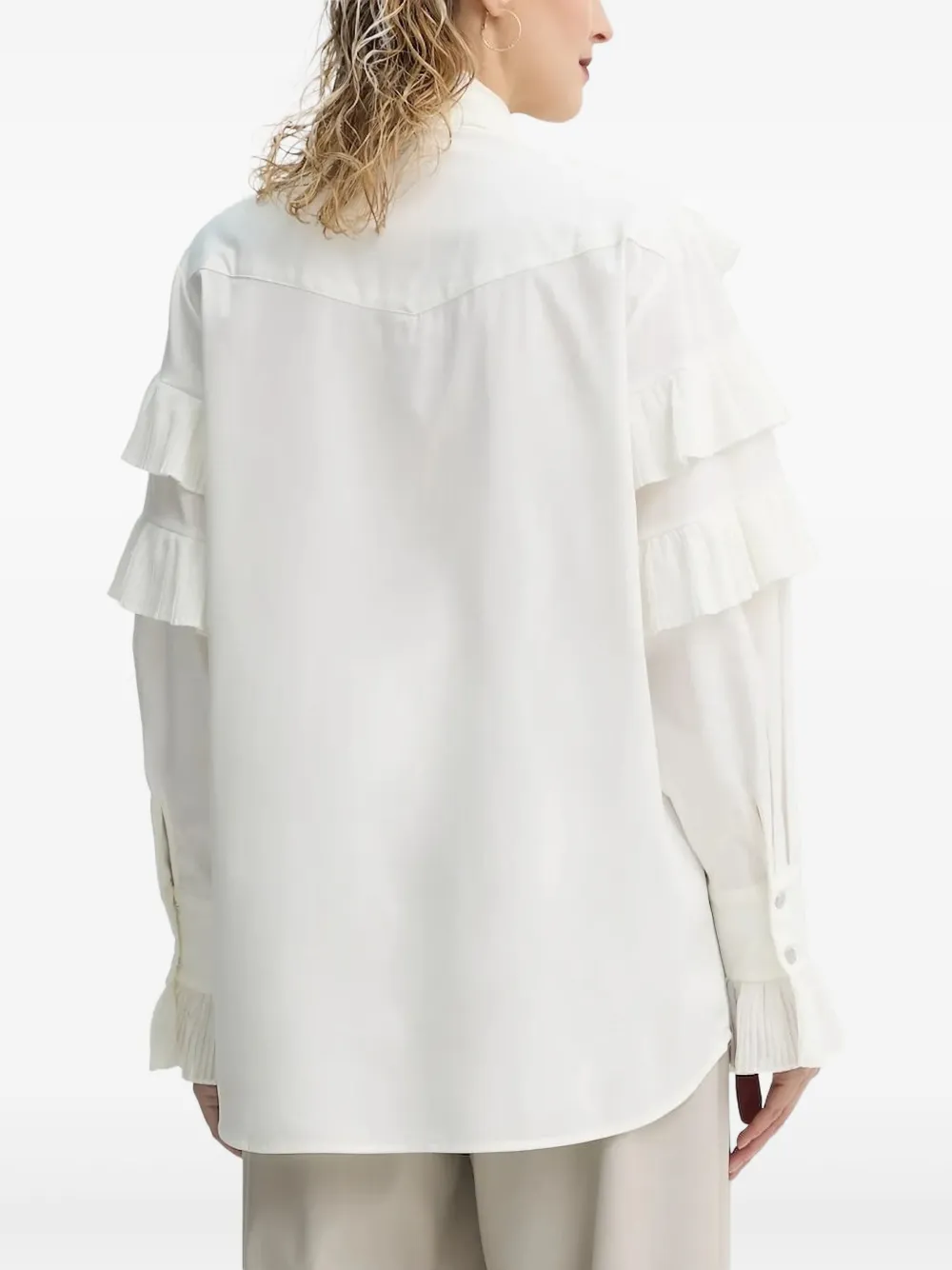 Bruuns Bazaar Tilja Pleated Ruffle Blouse In White
