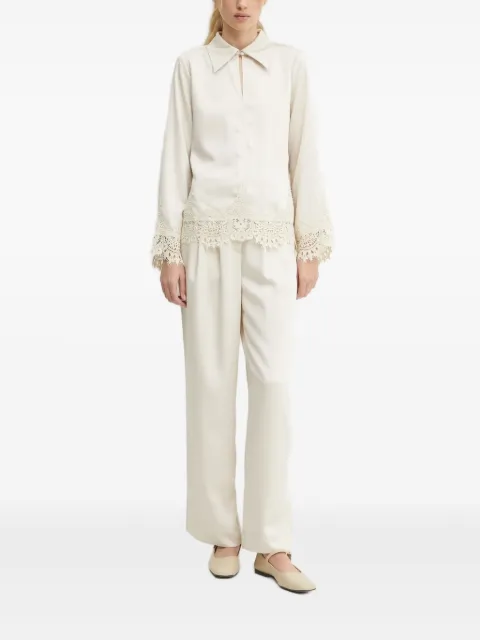 Bruuns Bazaar lace-trimmed satin-effect blouse
