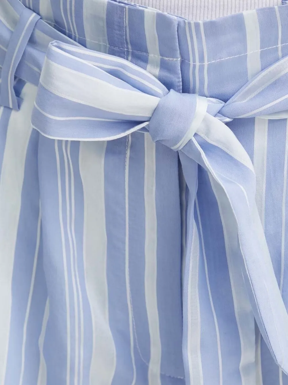 Bruuns Bazaar Swinies Bbb Rynja Beltedstriped Shorts In Blue