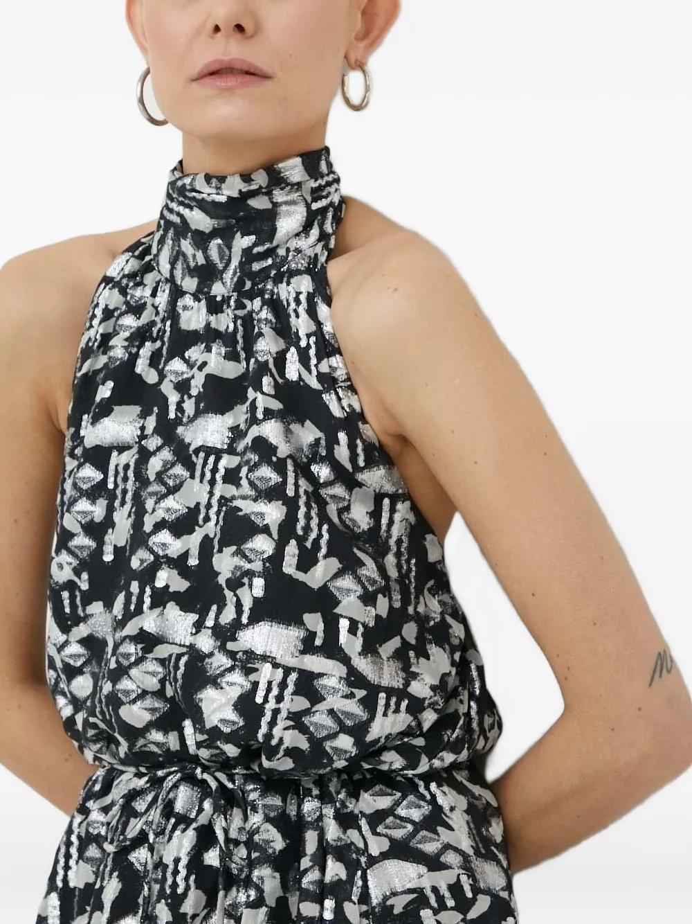 Bruuns Bazaar Abstract-print Halterneck Midi Dress In Black