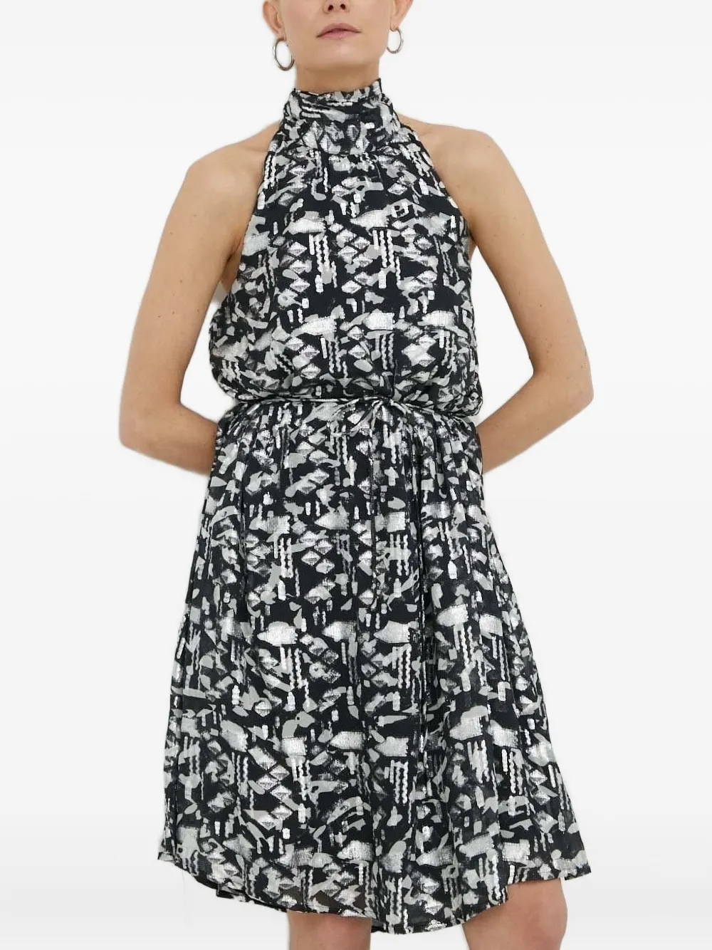 Bruuns Bazaar abstract-print halterneck midi dress - ブラック Bruuns Bazaar abstract-print halterneck midi dress - ブラック