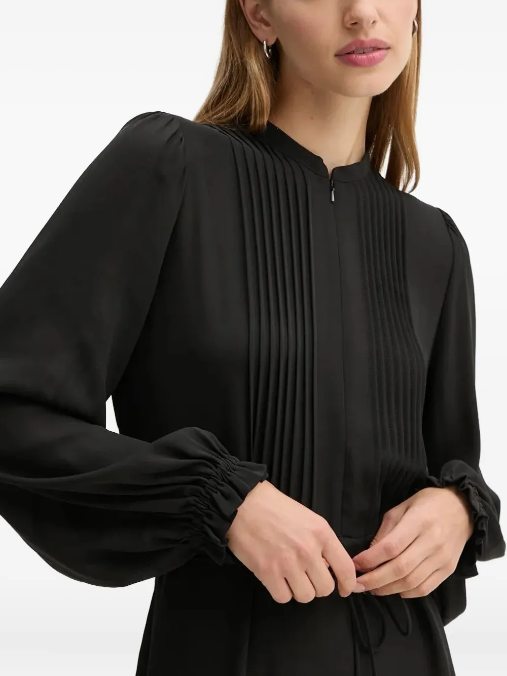 Bruuns Bazaar Pleated-panel Midi Dress In Black
