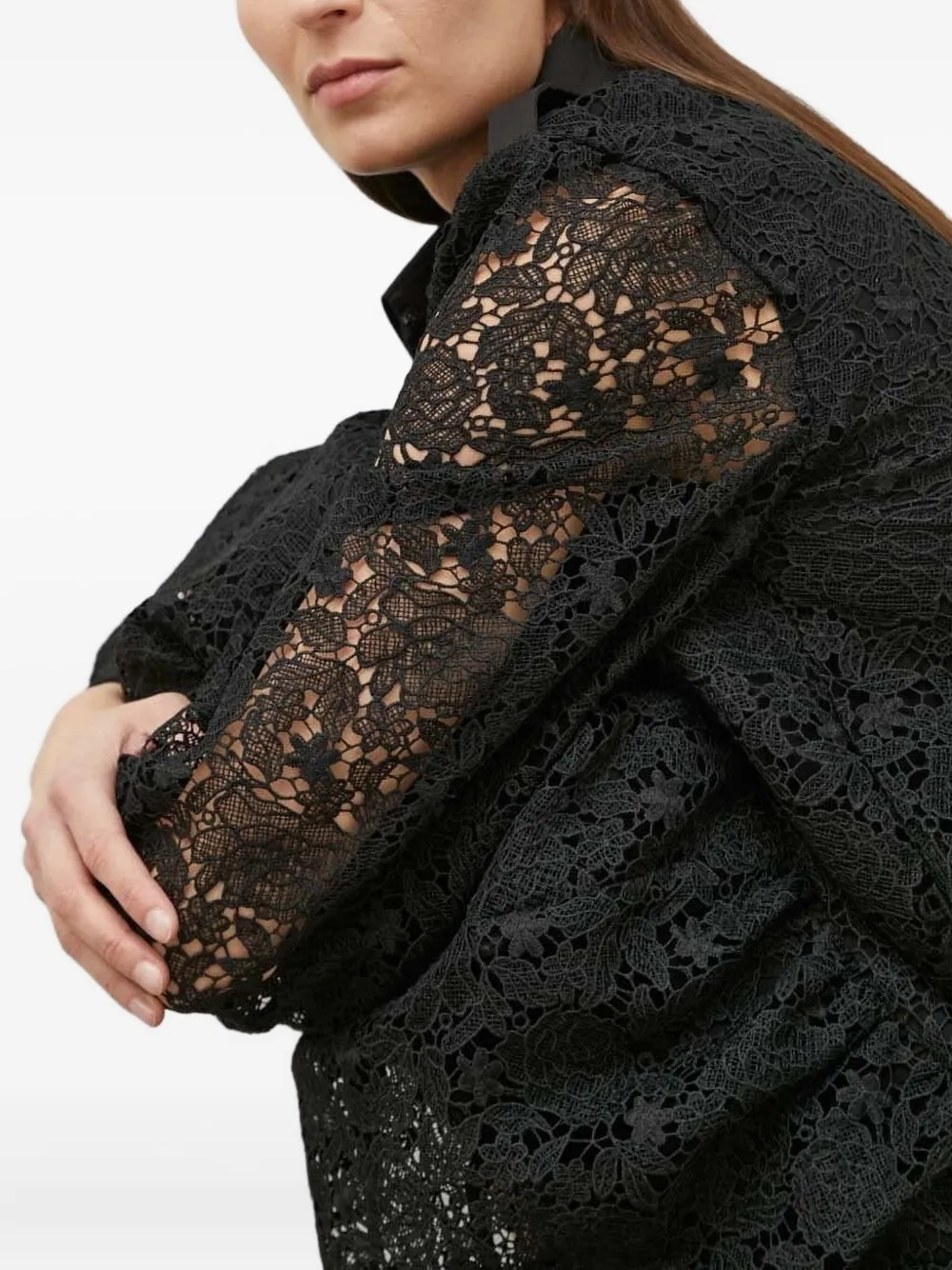 Bruuns Bazaar Gelaagde mini-jurk met kanten vlak Zwart