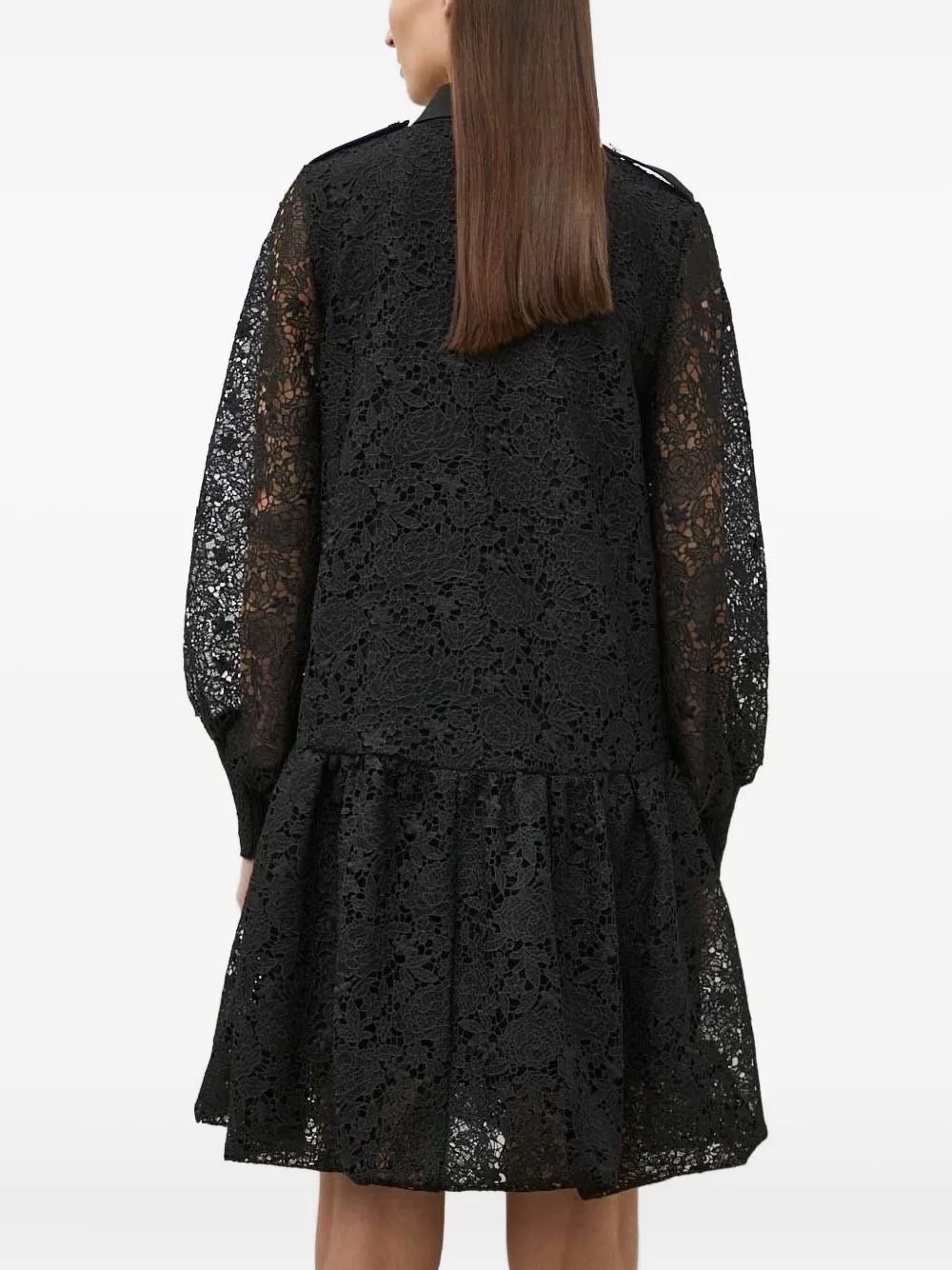 Bruuns Bazaar lace-panel tiered mini dress - Zwart