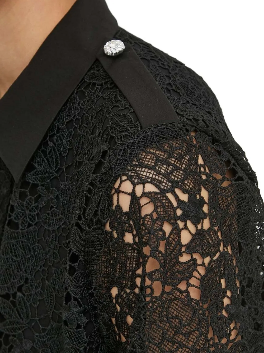 Bruuns Bazaar Gelaagde mini-jurk met kanten vlak Zwart