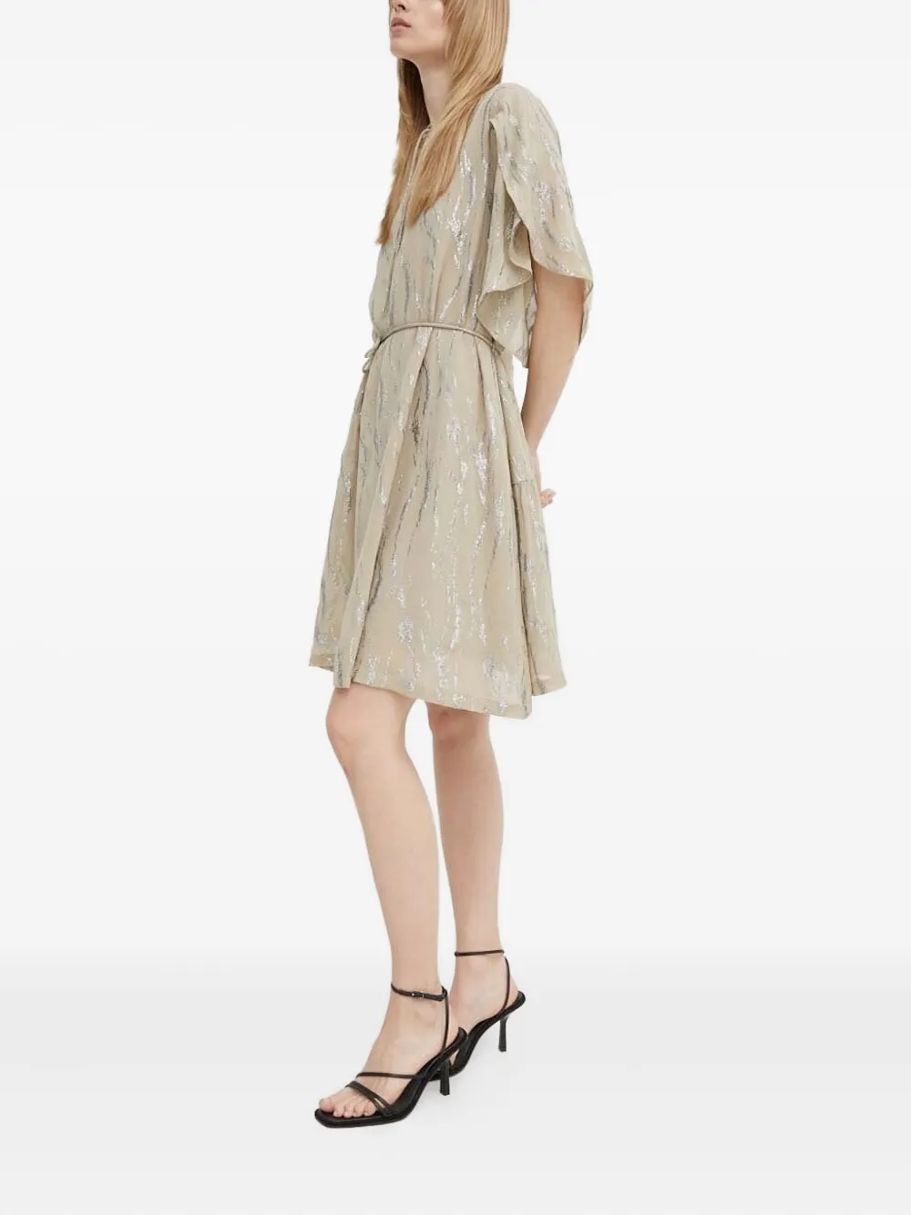 Bruuns Bazaar OdiaBBParez abstract-print tiered mini dress - Beige