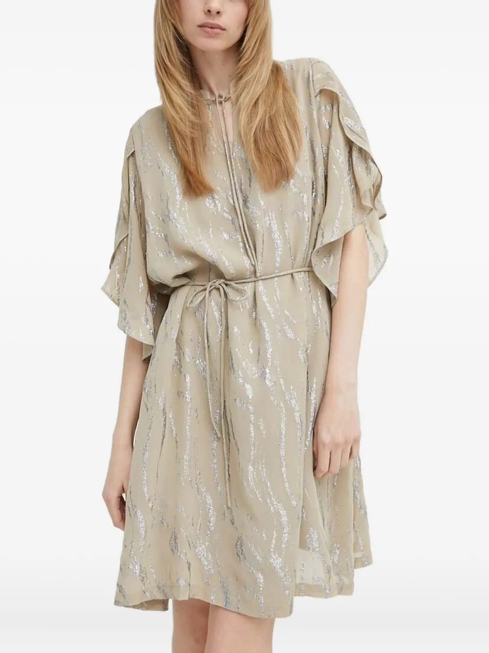 Bruuns Bazaar OdiaBBParez abstract-print tiered mini dress | Neutrals | Image 1