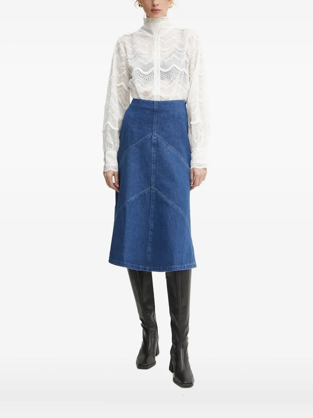 Bruuns Bazaar Embroidered Mock-neck Blouse In White