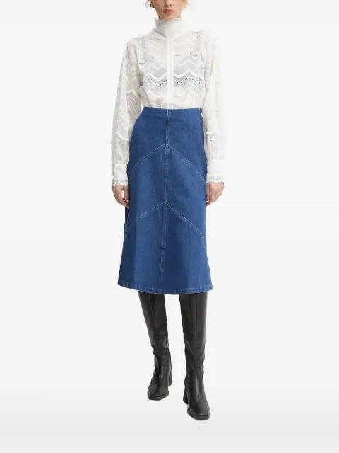 Bruuns Bazaar embroidered mock-neck blouse