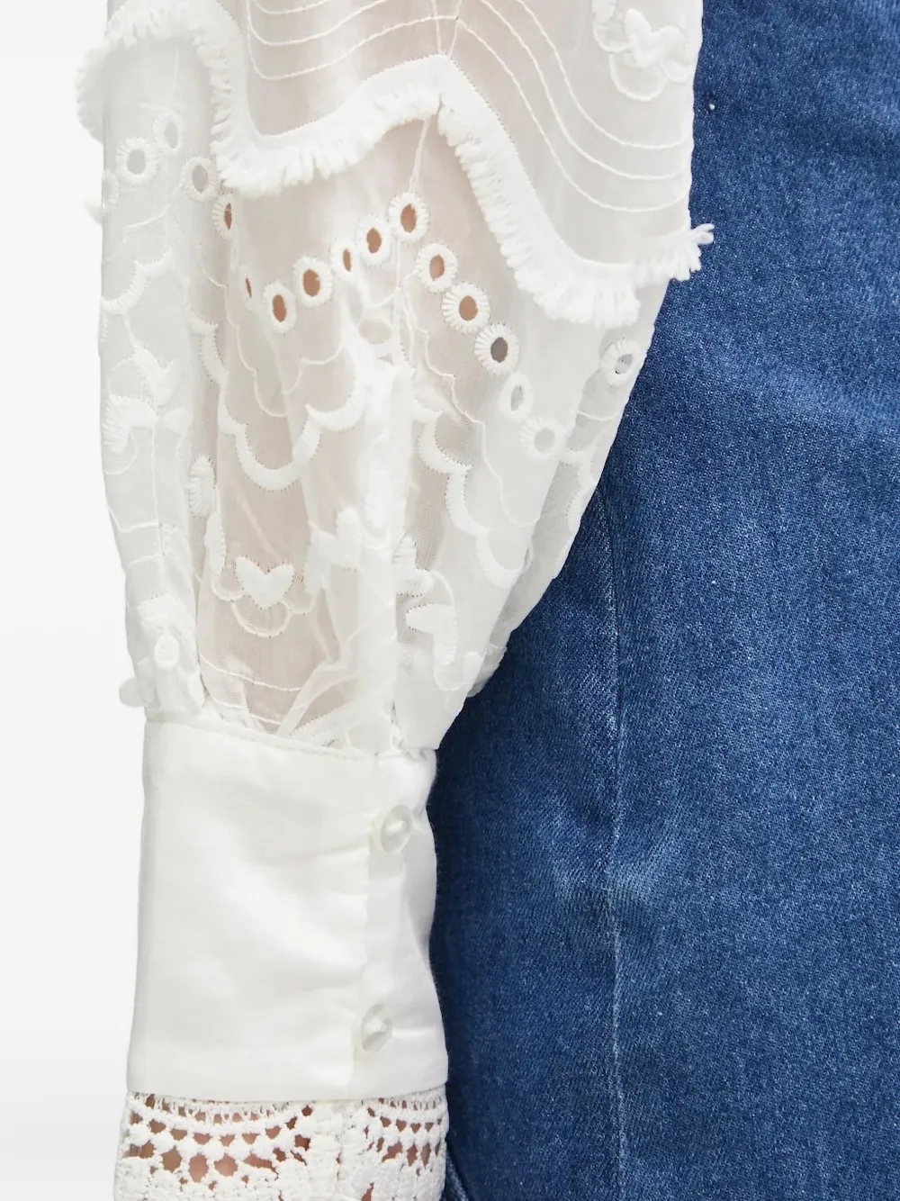 Bruuns Bazaar Embroidered Mock-neck Blouse In White