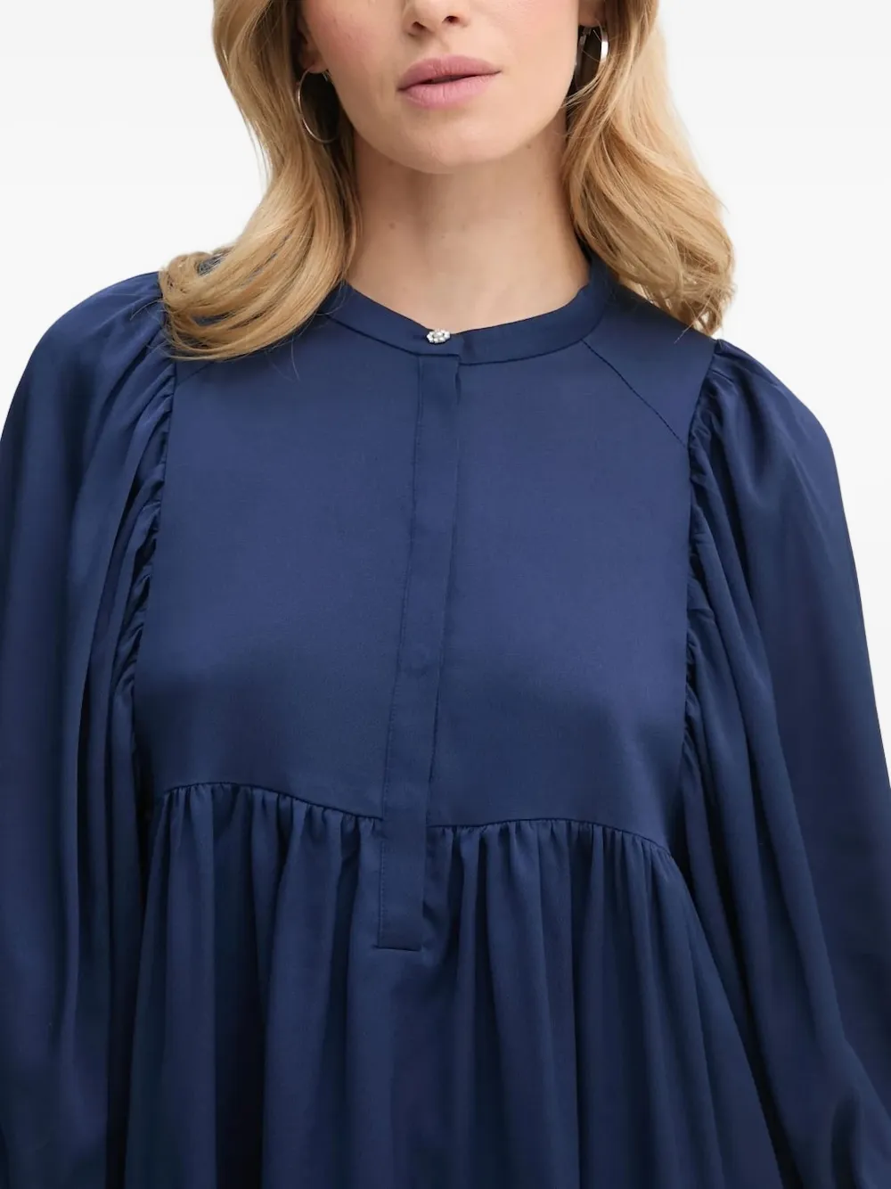 Bruuns Bazaar Gesmockte jurk met ballonmouwen Blauw