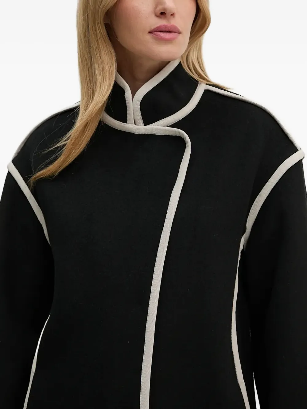 Bruuns Bazaar Contrast-piping Coat In Black