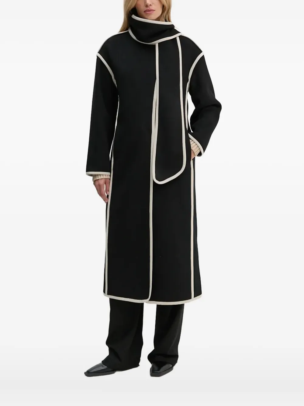 Bruuns Bazaar Contrast-piping Coat In Black