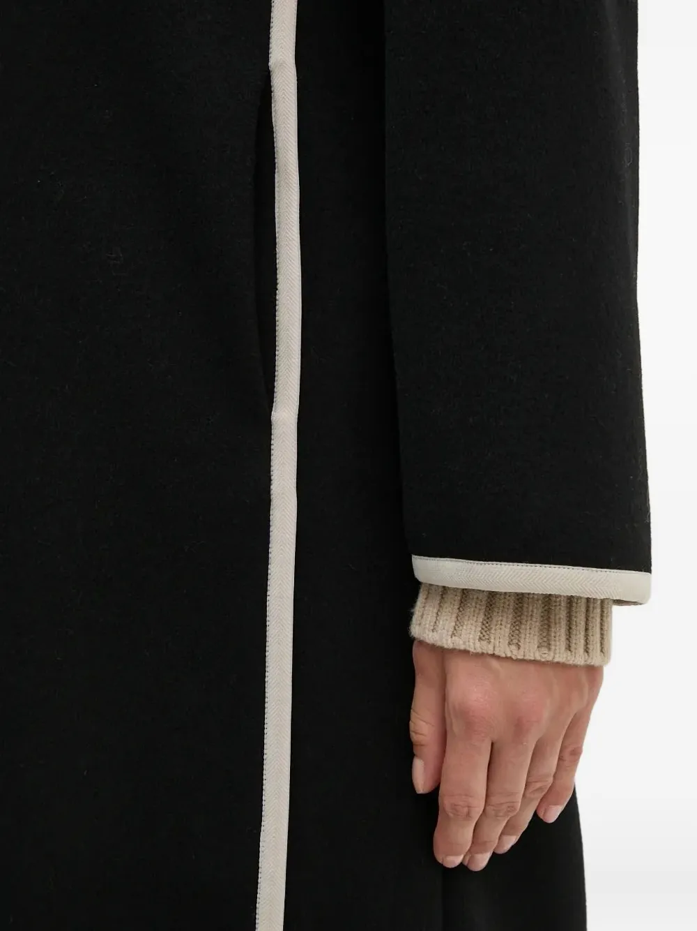 Bruuns Bazaar Contrast-piping Coat In Black