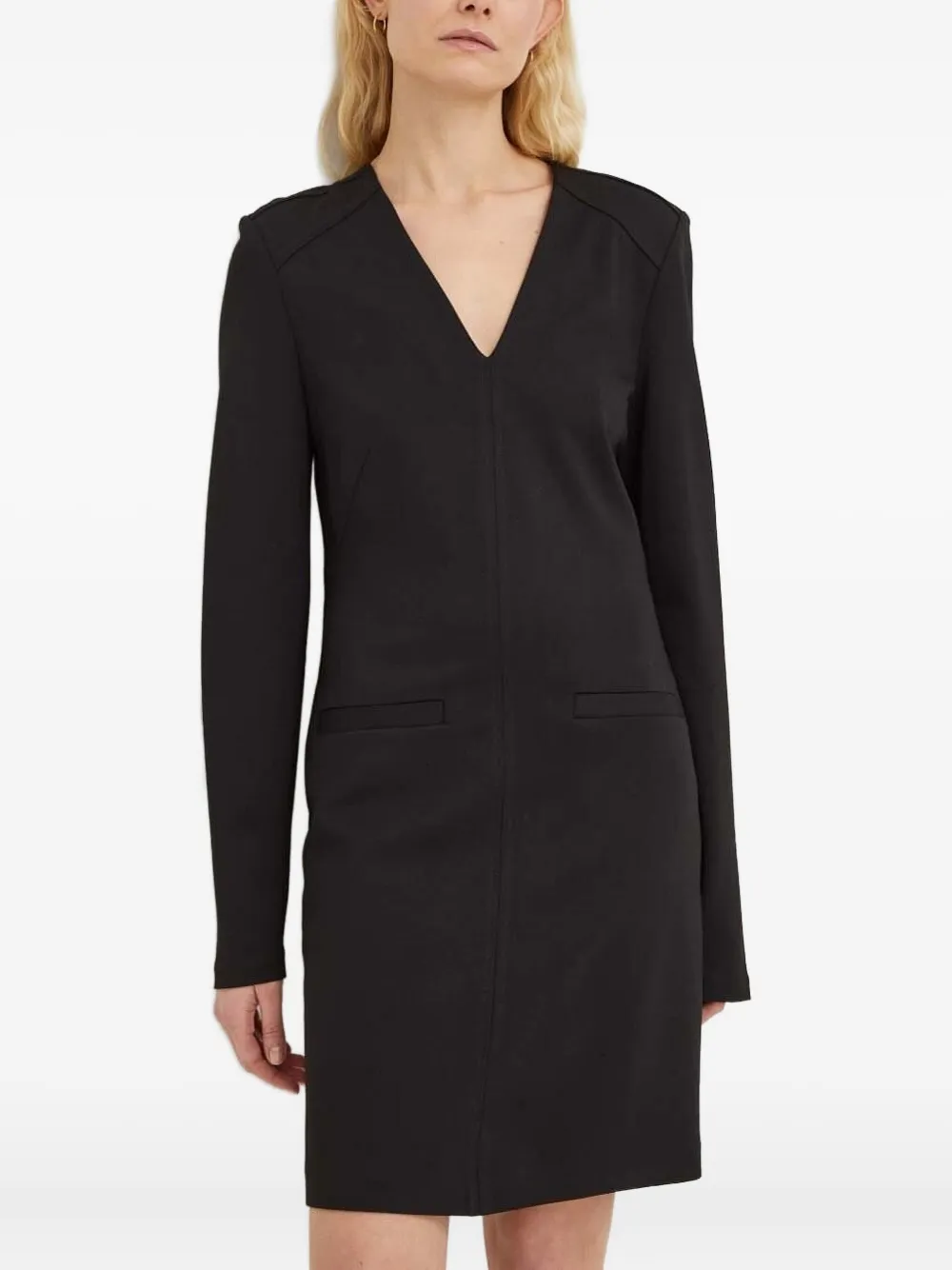 Bruuns Bazaar V-neck pocket mini dress | Black | Image 1