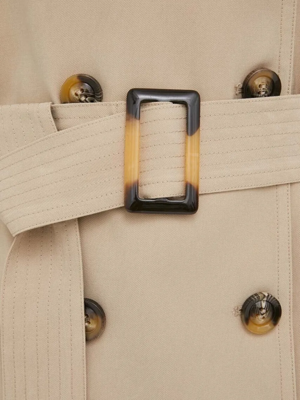 Bruuns Bazaar Double-breasted Tortoiseshell-buckle Trench Coat In Neutral