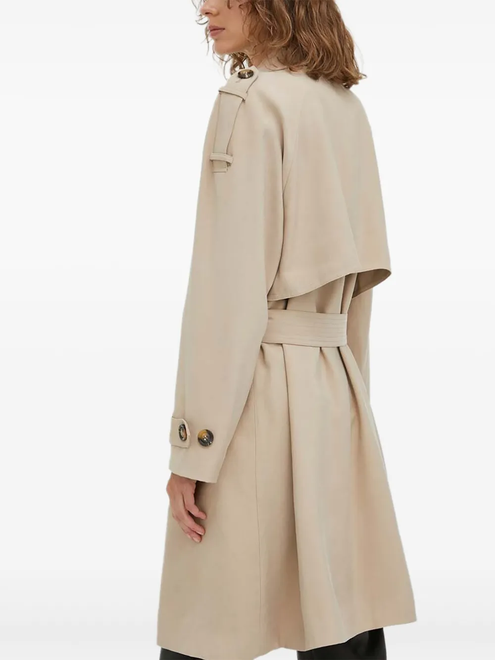 Bruuns Bazaar Double-breasted Tortoiseshell-buckle Trench Coat In Neutral