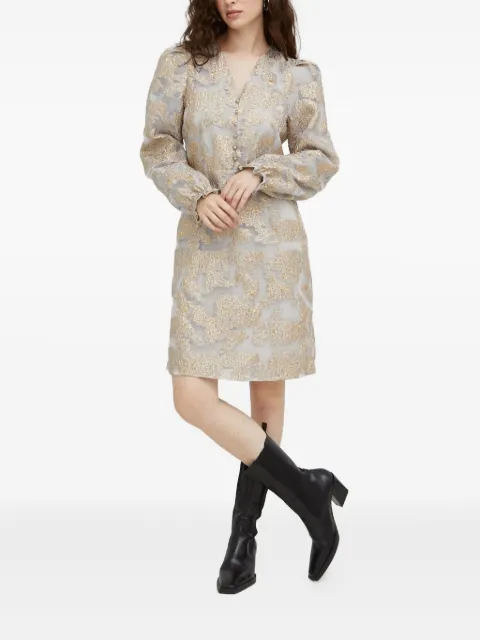 Bruuns Bazaar puff-sleeve button-fastening mini dress