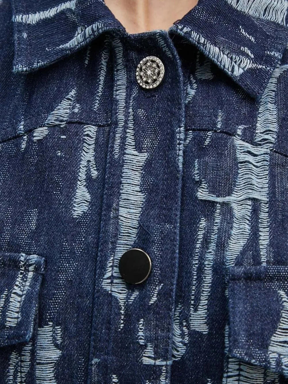 Bruuns Bazaar Frayed-detailing Denim Jacket In Blue