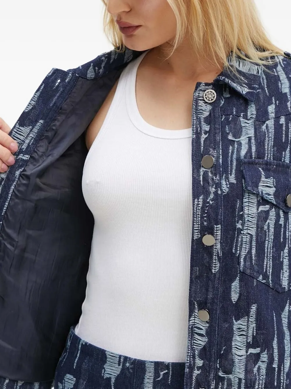 Bruuns Bazaar Frayed-detailing Denim Jacket In Blue