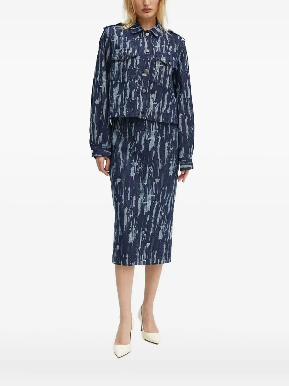 Bruuns Bazaar Frayed-detailing Denim Jacket In Blue