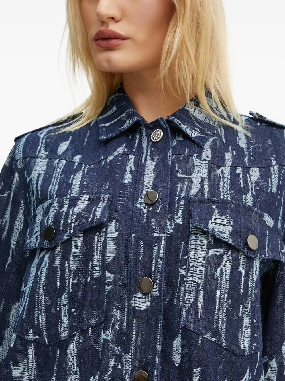 Bruuns Bazaar Frayed-detailing Denim Jacket In Blue
