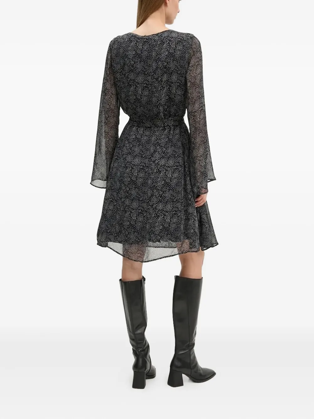 Bruuns Bazaar keyhole-neck belted dress - Zwart