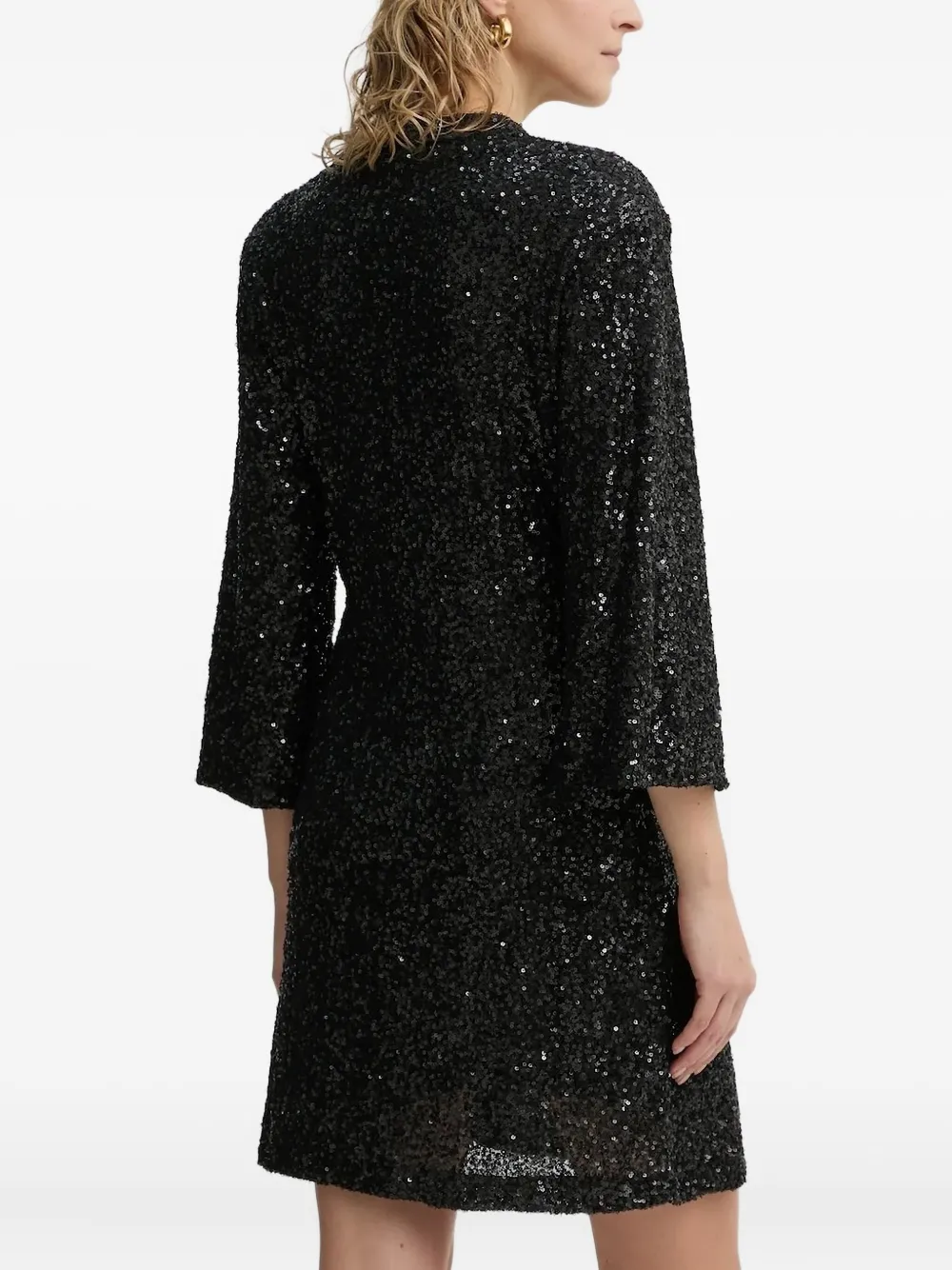 Bruuns Bazaar AraluBBAzati sequined three-quarter sleeves mini dress - Zwart