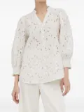 Bruuns Bazaar eyelet-embroidered puff-sleeve top - White