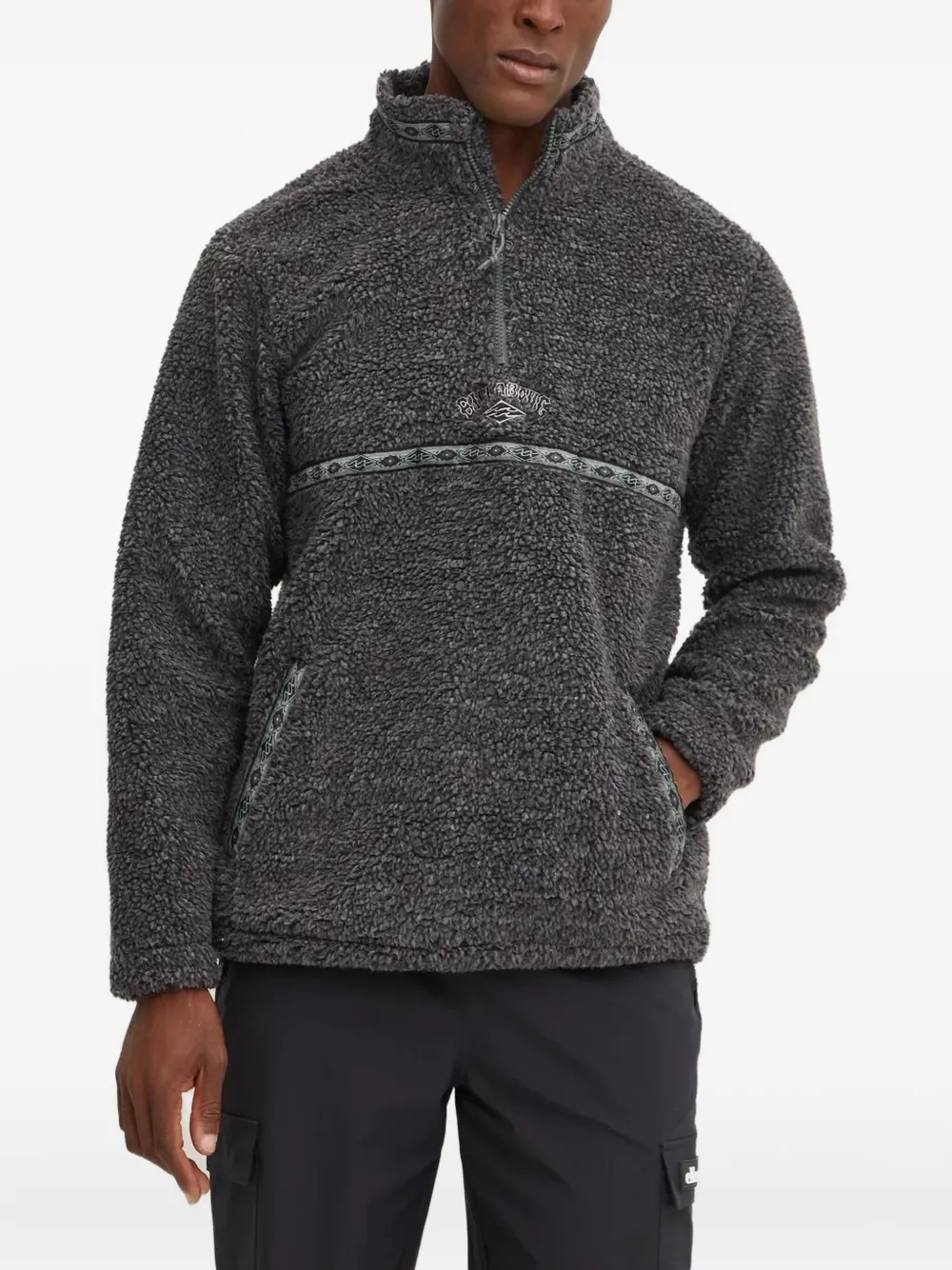 Billabong Trui met textuur en halve rits Grijs
