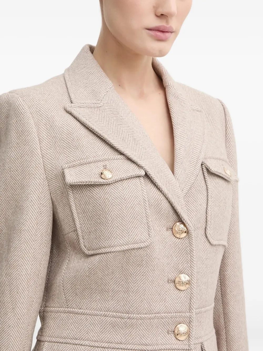 Bruuns Bazaar Scarletbbbaki Herringbone-pattern Coat In Neutral