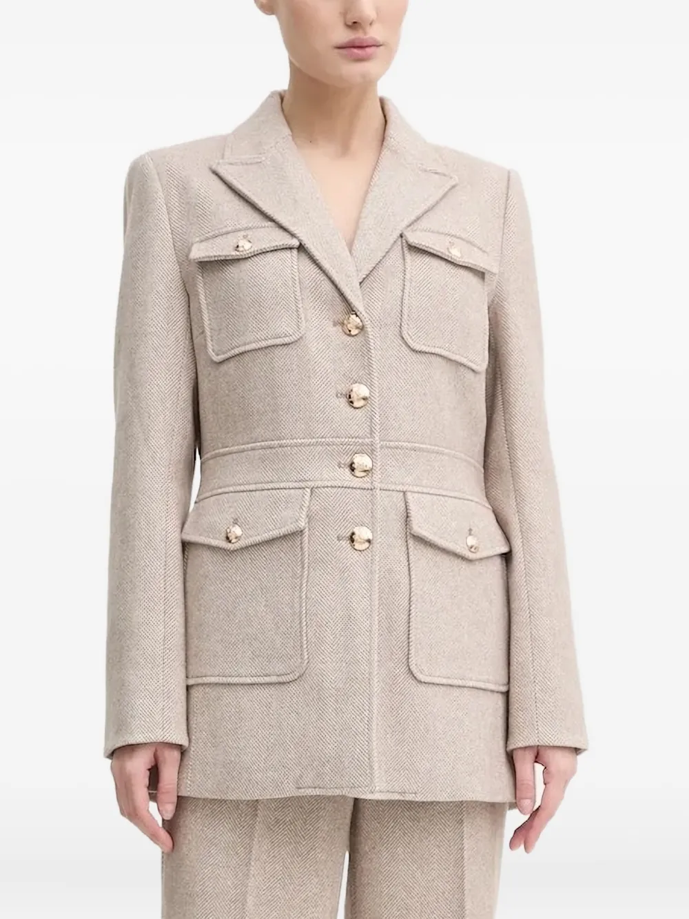 Bruuns Bazaar Scarletbbbaki Herringbone-pattern Coat In Neutral