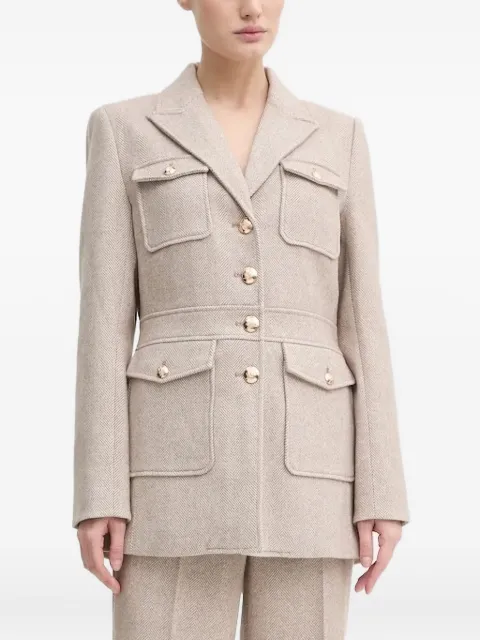 Bruuns Bazaar ScarletBBBaki herringbone-pattern coat