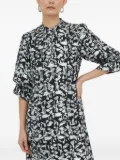 Bruuns Bazaar geometric-print puff-sleeve midi dress - Black