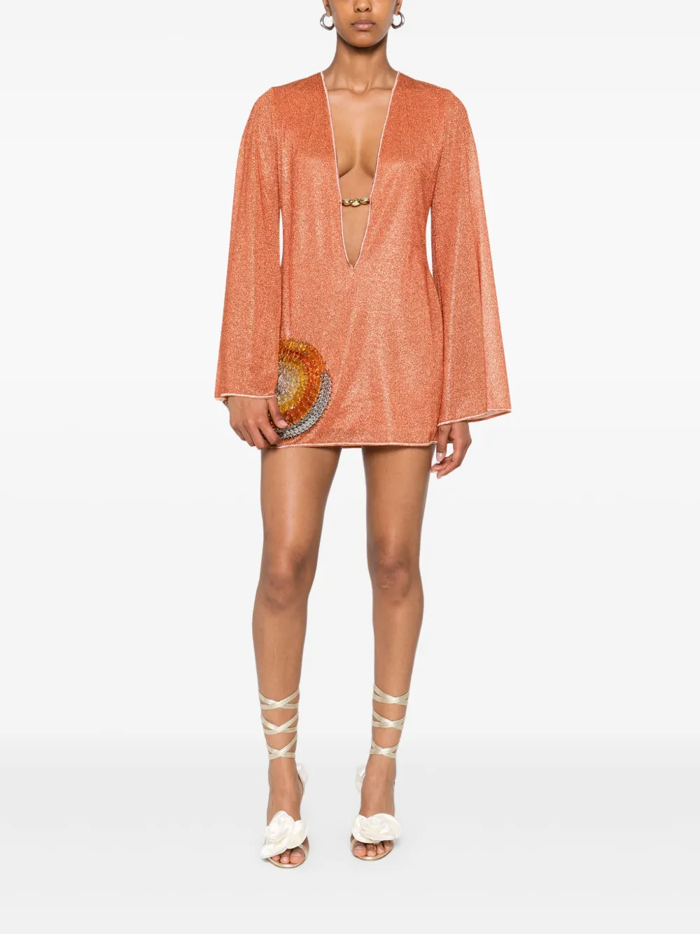 Oséree Mini-jurk met lurex-detail Oranje