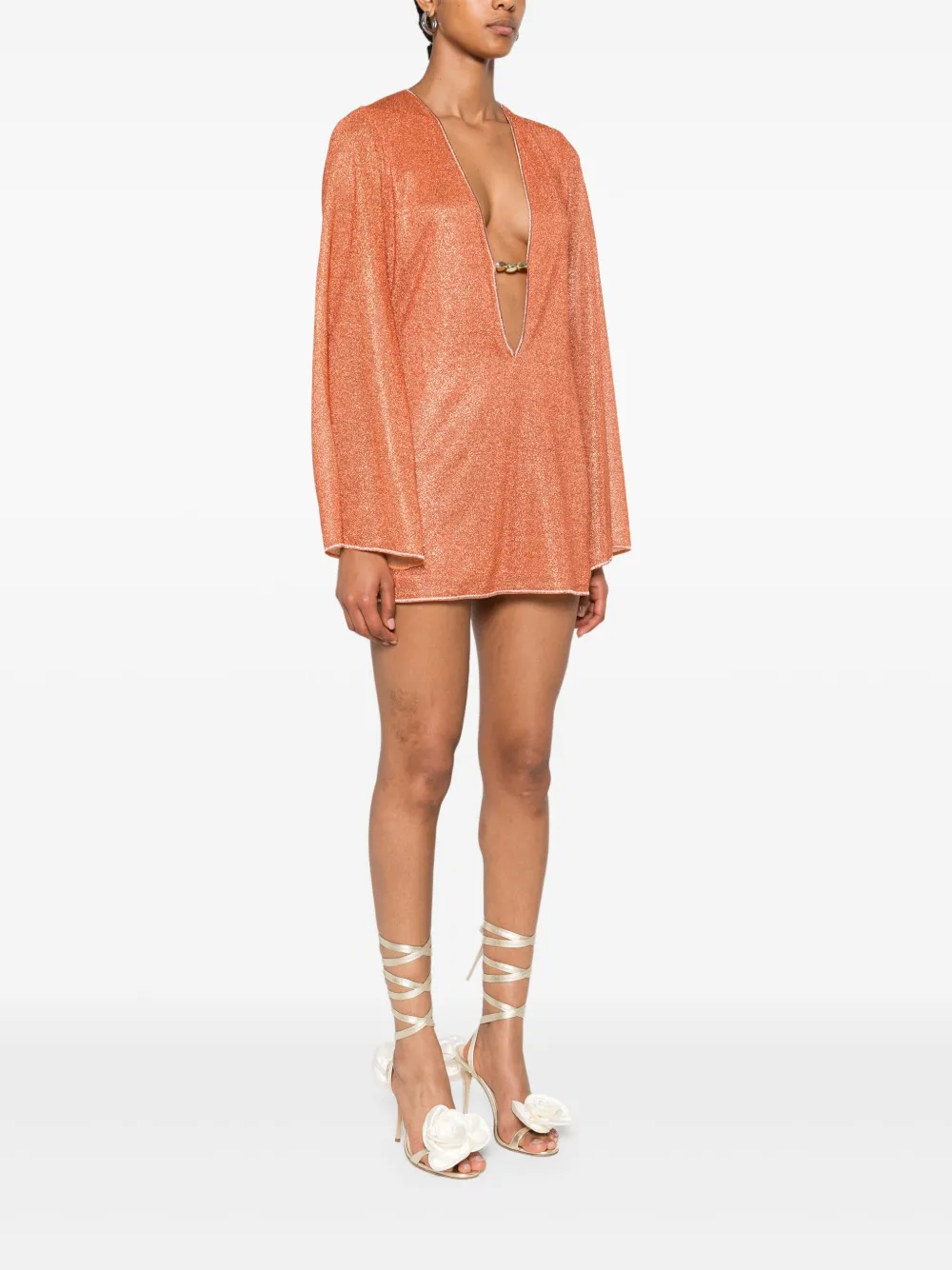 Oséree Mini-jurk met lurex-detail Oranje