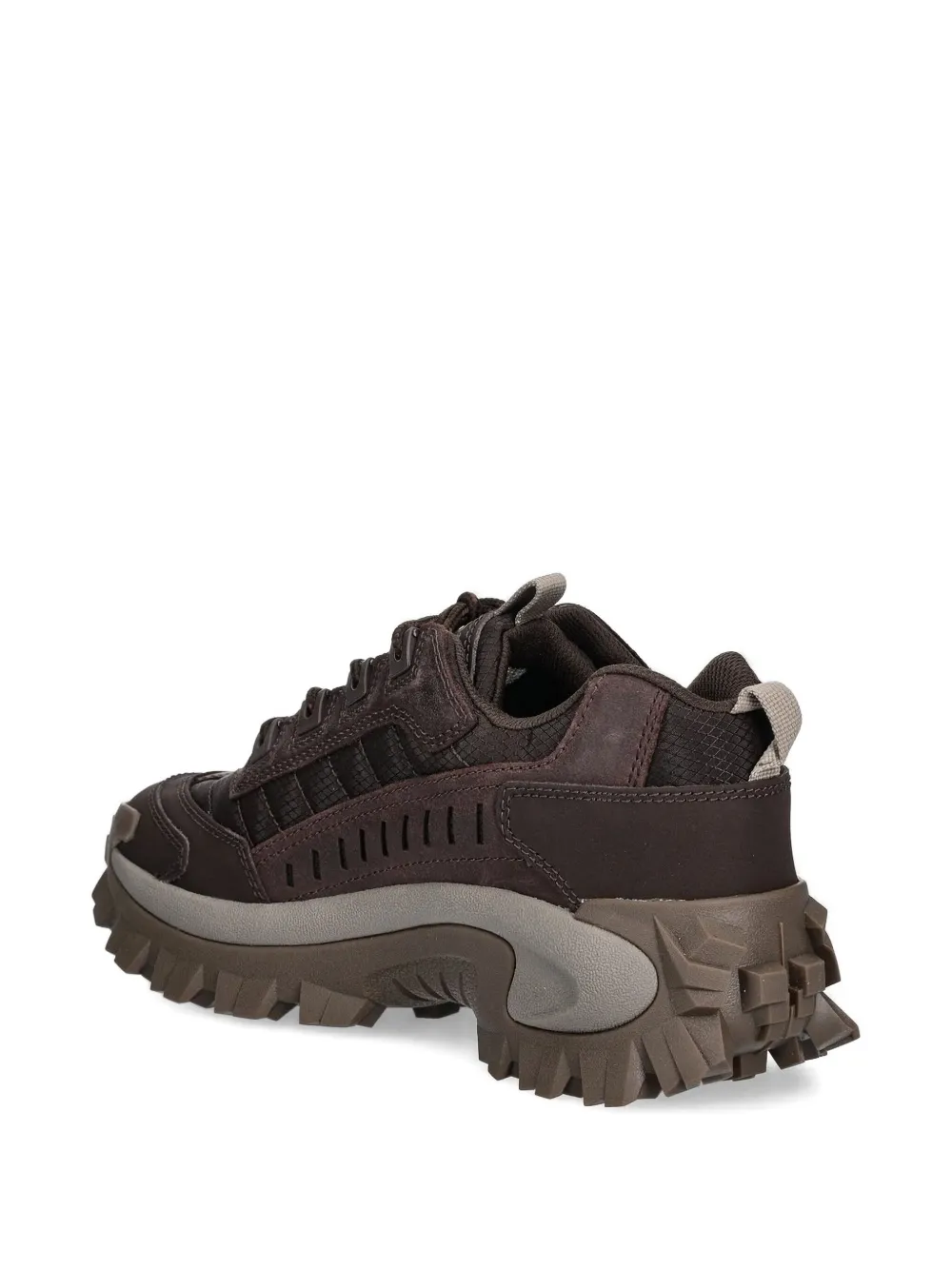 caterpillar paneled lace-up leather sneakers Brown