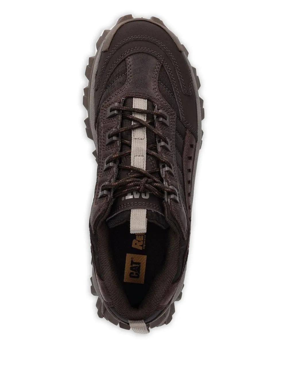 caterpillar paneled lace-up leather sneakers Brown