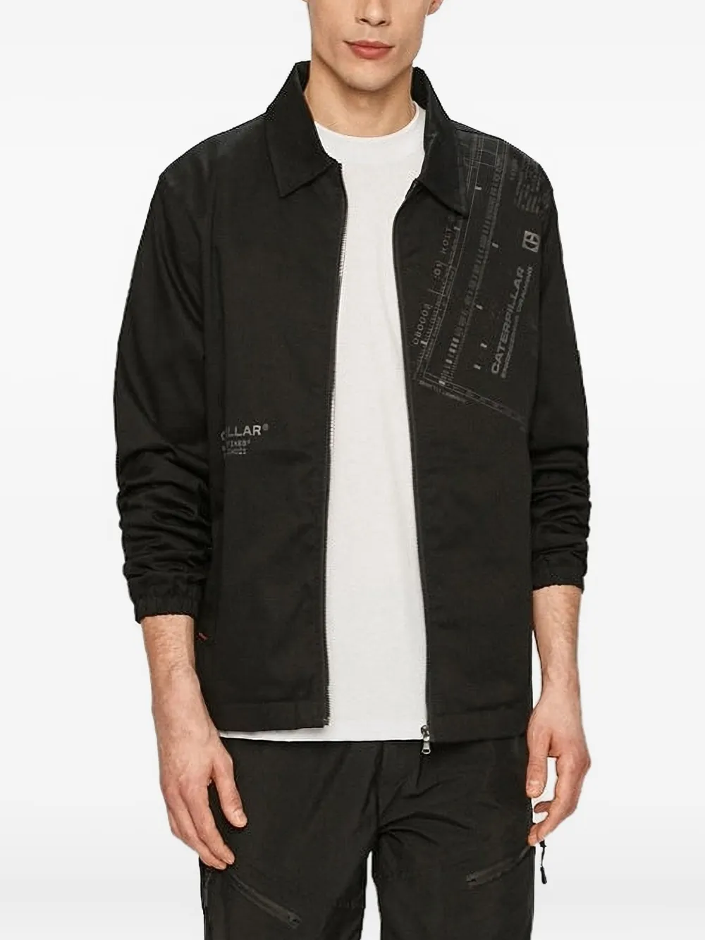 caterpillar engineering-print zipped shirt jacket | Black | Image 1