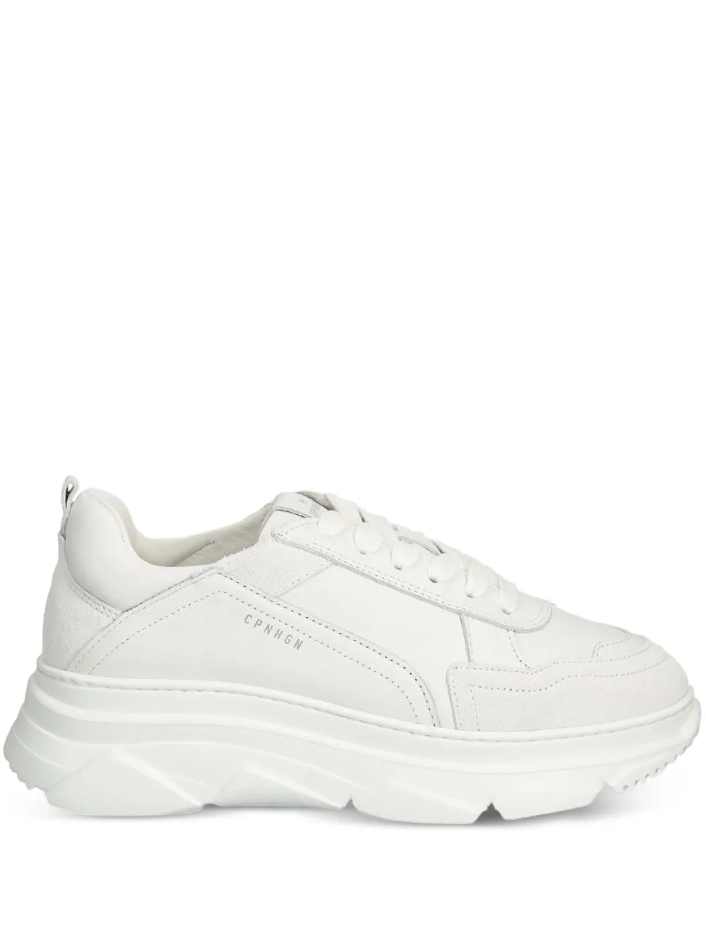 Copenhagen Leather Panelled Platform Sneakers In White