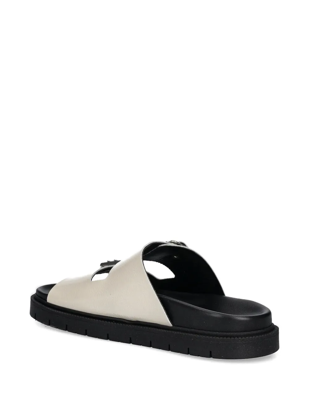 Copenhagen Double Buckle Slides In White