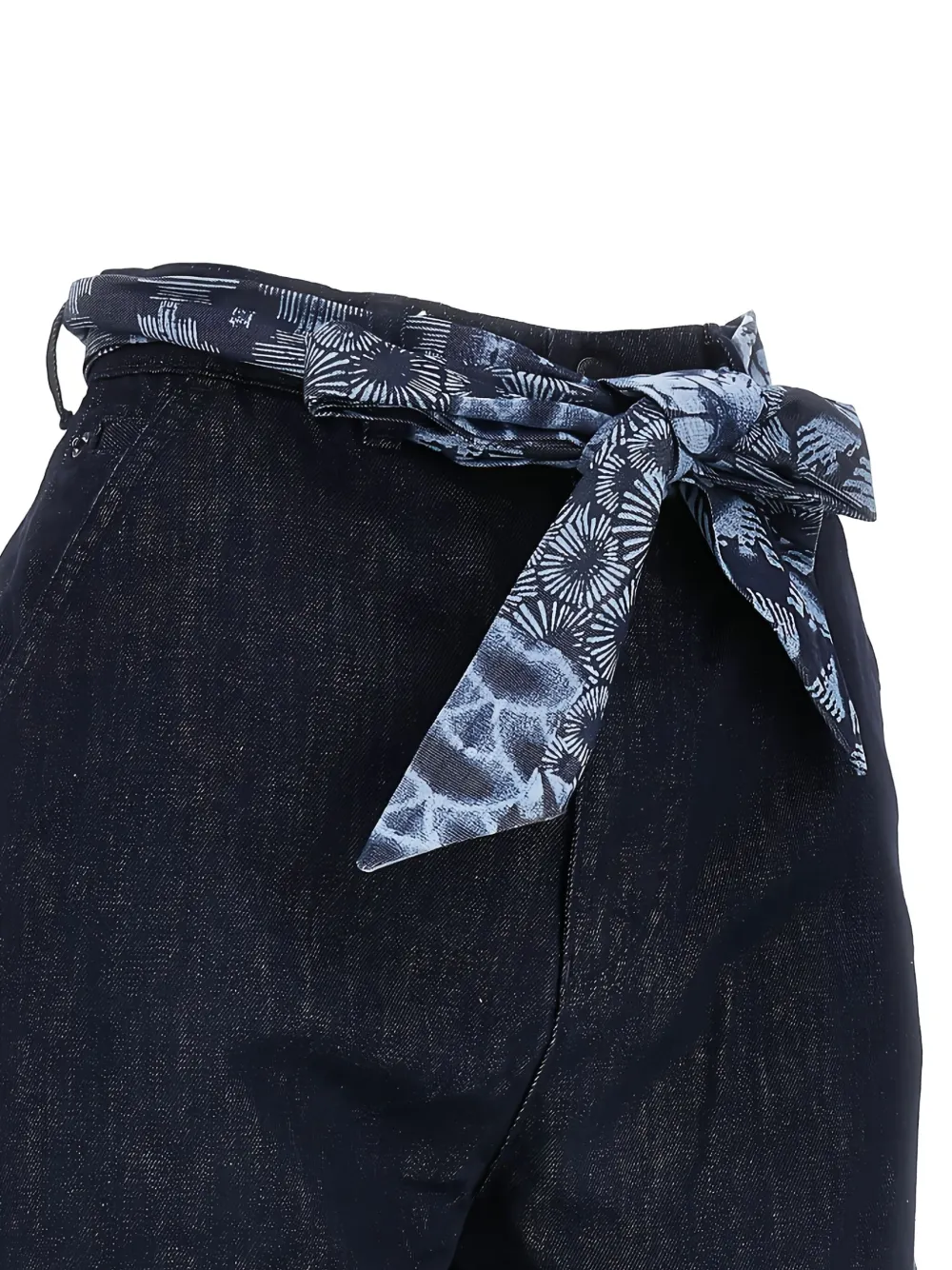 Emporio Armani printed-tie denim shorts Blauw