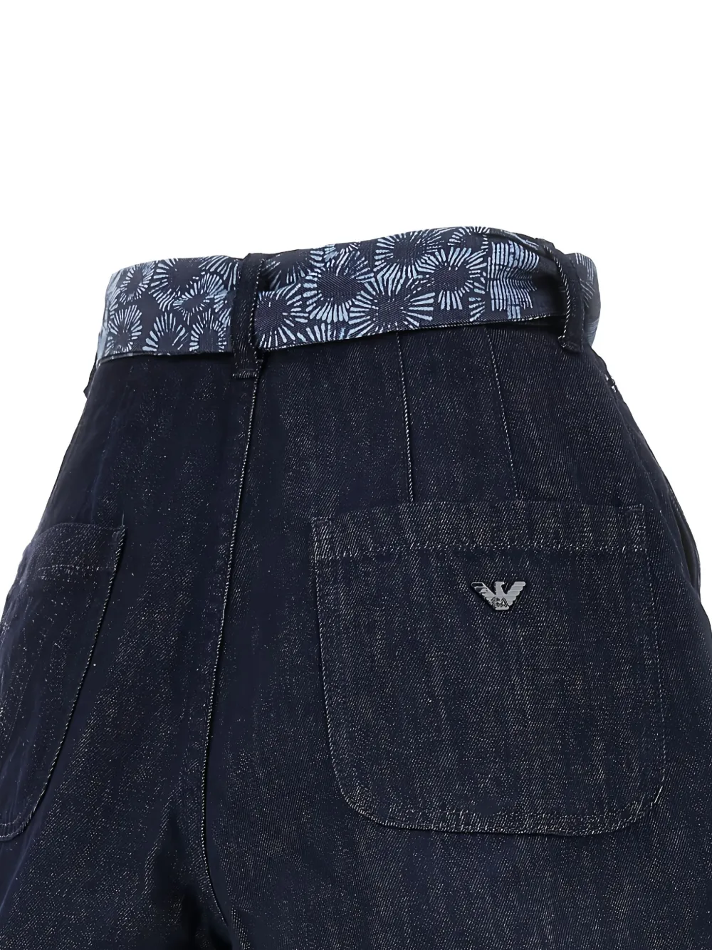 Emporio Armani printed-tie denim shorts Blauw