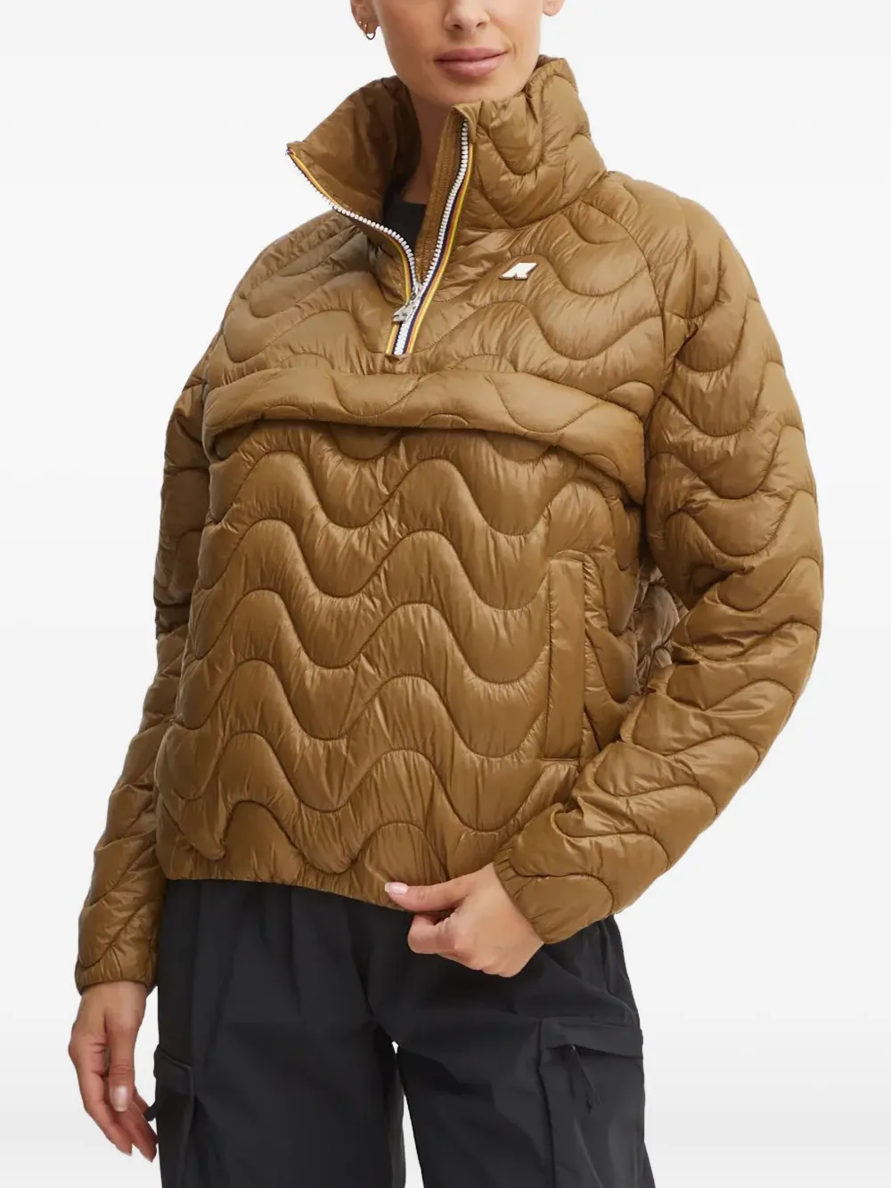 K-way Wave-pattern Padded Jacket In Brown