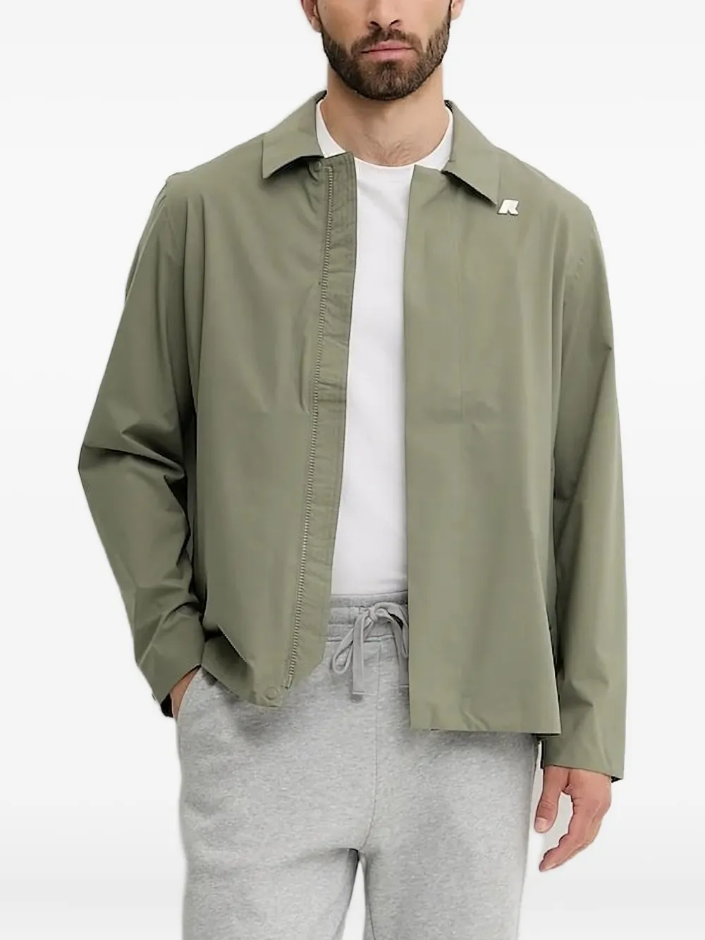 K-Way zipped logo-patch jacket Groen